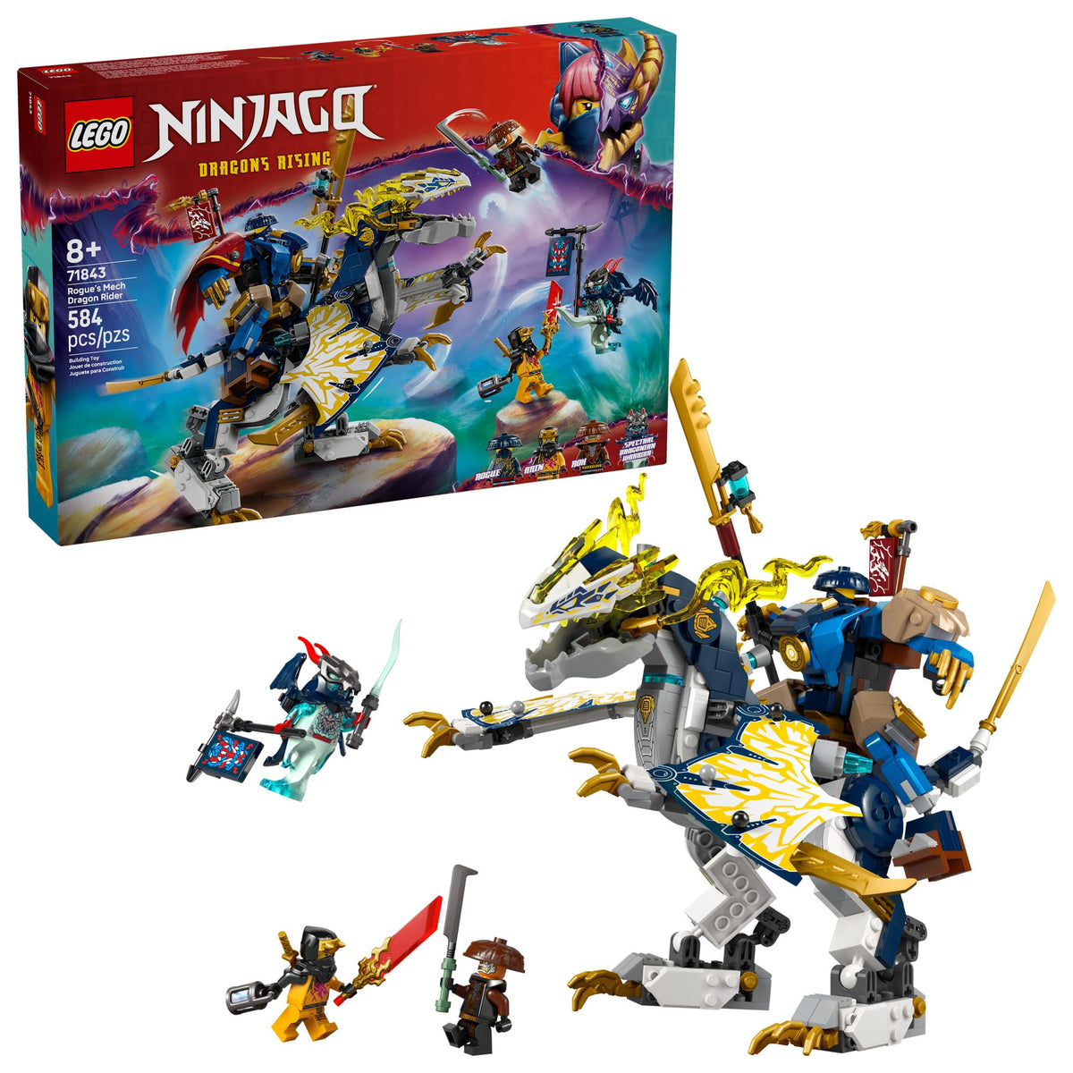LEGO NINJAGO Rogue's Mech Dragon Rider two-in-one action build for epic battles