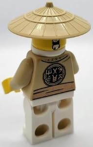 LEGO Ninjago Sensei Wu minifigure with braided ponytail adds character detail for dioramas.