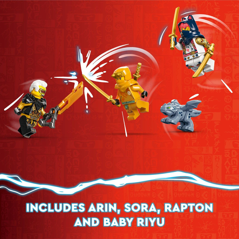 Rapton minifigure on glider with stud shooters for chase scenes