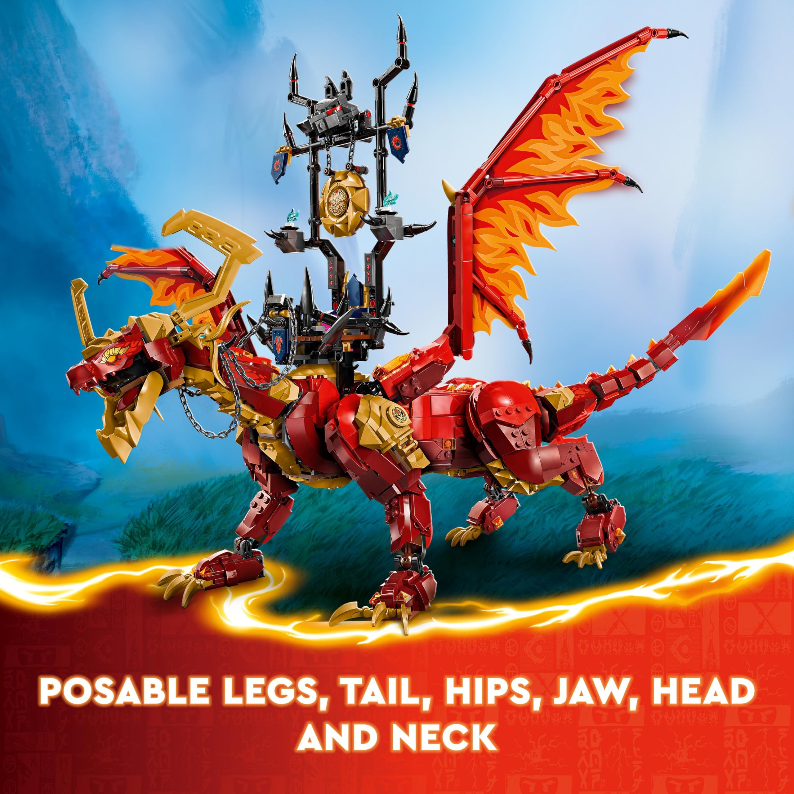 LEGO NINJAGO Source Dragon of Motion wings spread for epic aerial play