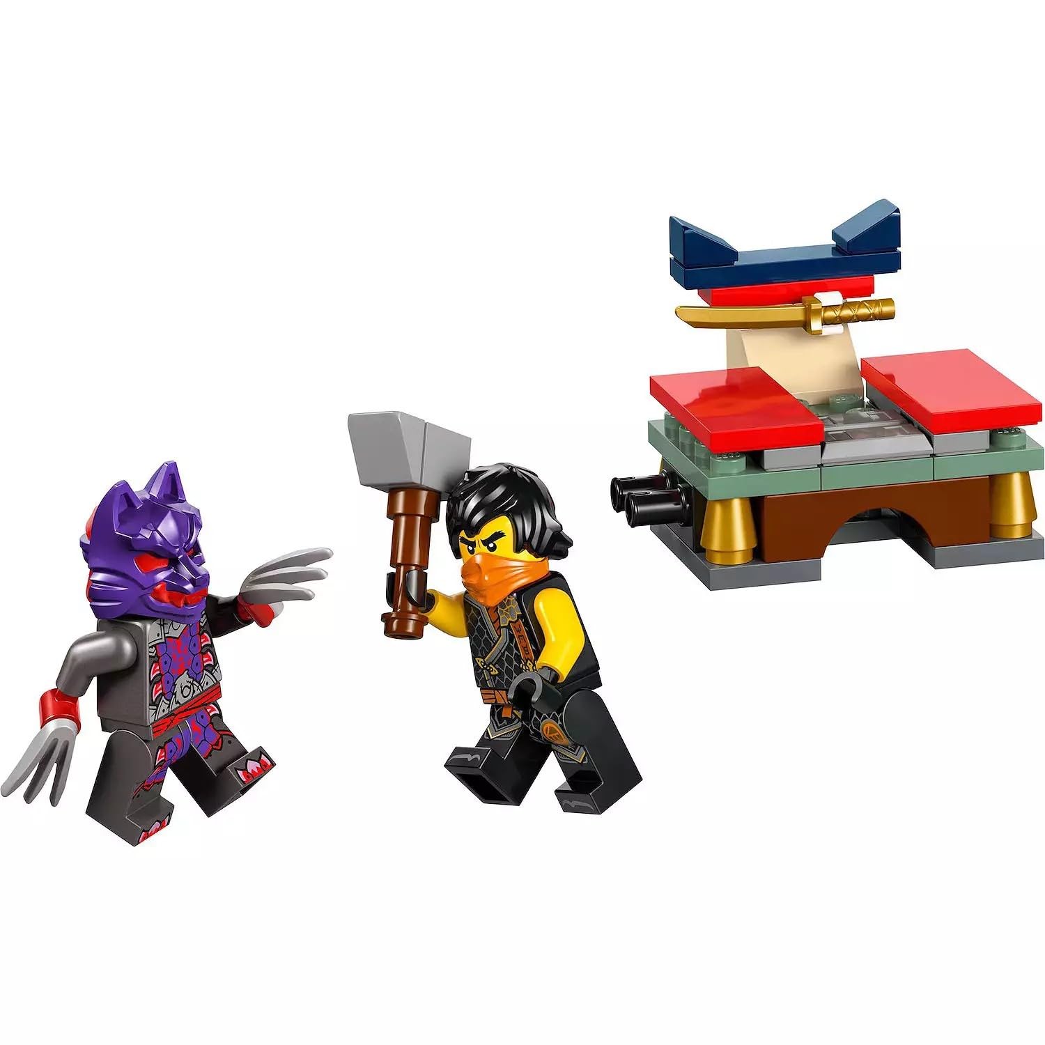 LEGO NINJAGO Tournament Training Ground figures in action encourage cooperative, imaginative play.