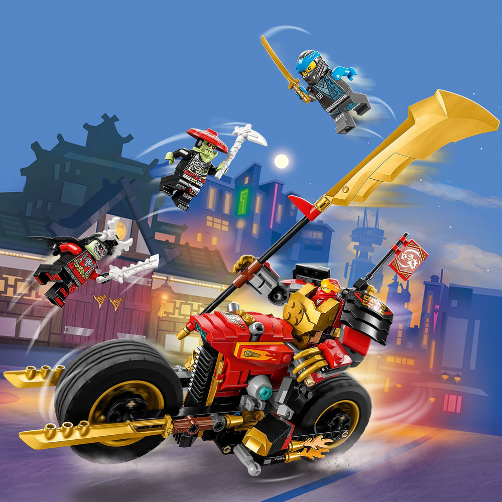 LEGO NINJAGO upgrade-ready ninja motorbike with golden panels for customization