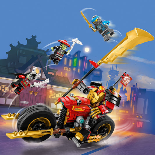 LEGO NINJAGO upgrade-ready ninja motorbike with golden panels for customization