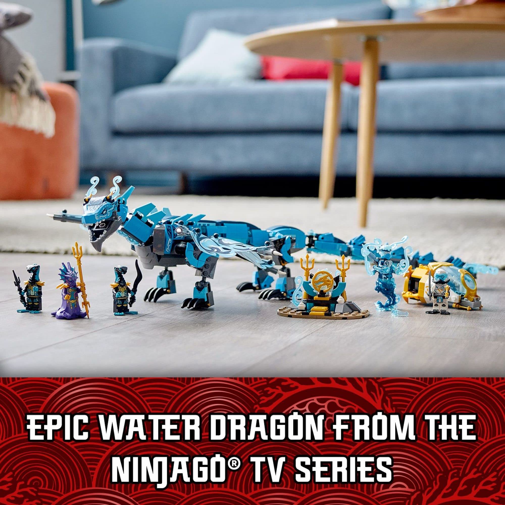 LEGO NINJAGO Water Dragon head and jaw poseability enables dynamic scenes