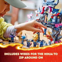 LEGO Ninjago Wolf Mask Shadow Dojo tree branch trap in action