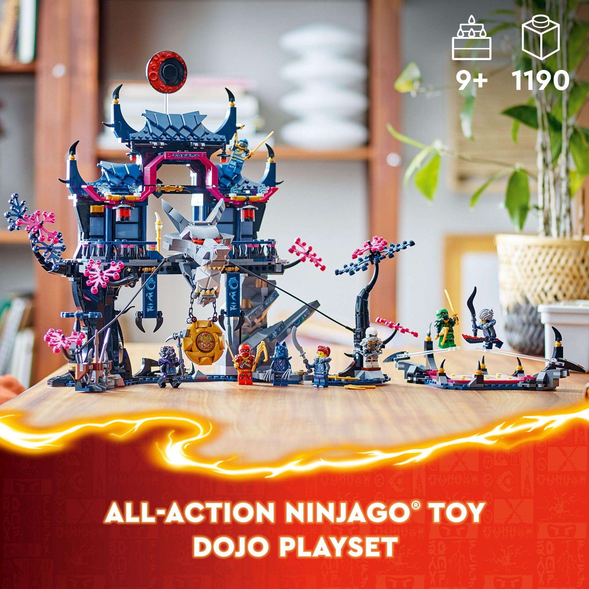 LEGO Ninjago Wolf Mask Shadow Dojo courtyard action supports dynamic storytelling