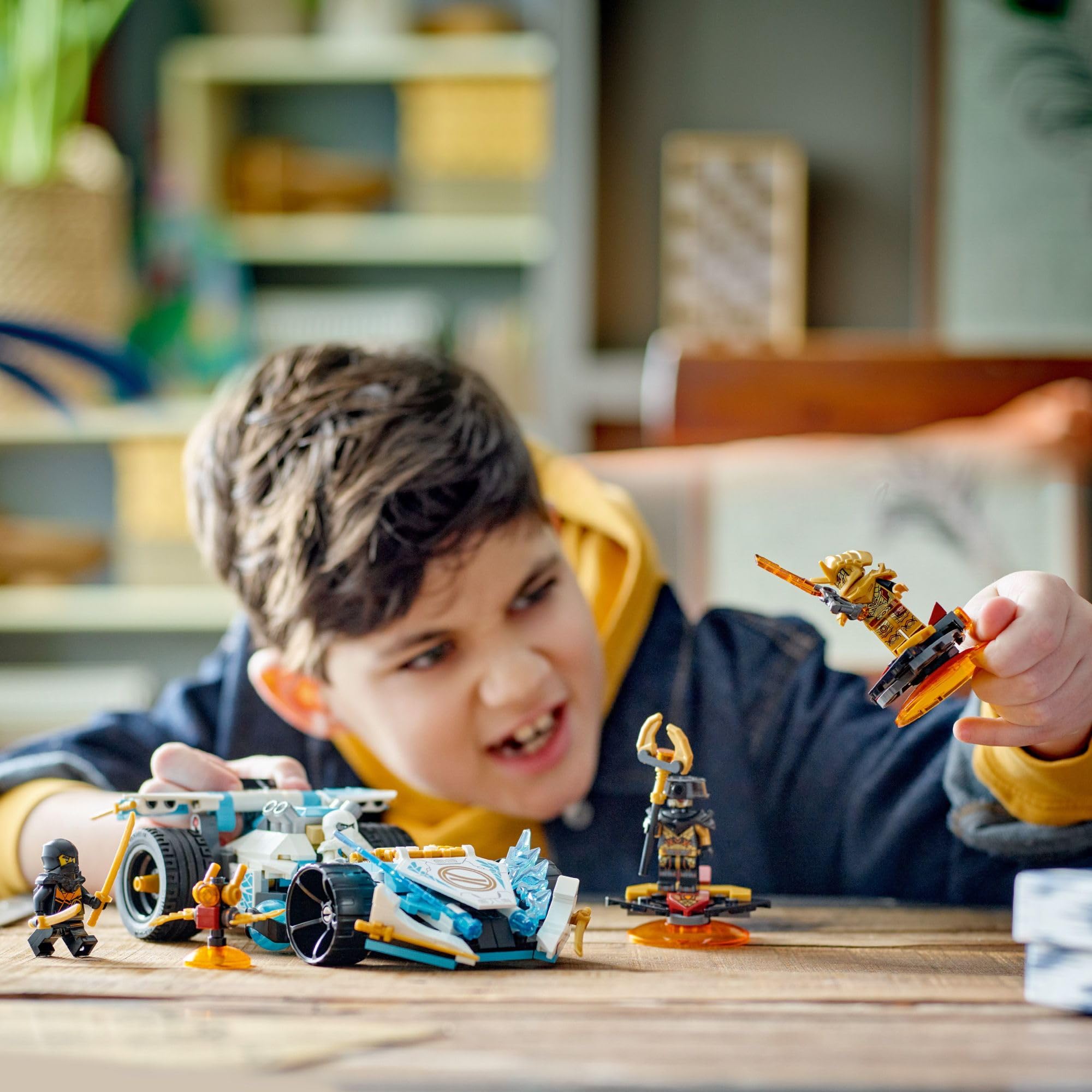 LEGO NINJAGO Zane and Cole with dual katanas enhance combat play.