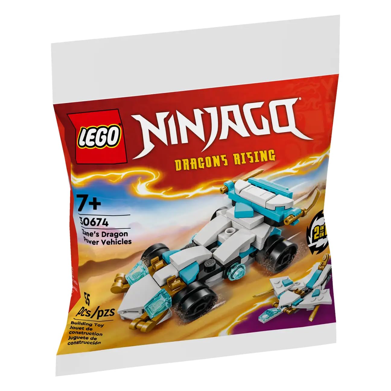 LEGO NINJAGO Zane's Dragon Power Vehicles 30674: Spinjitzu race car sparks imaginative play