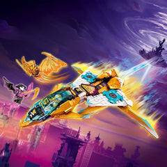 LEGO NINJAGO Golden Dragon Jet with extended wings enables dynamic flight scenes.