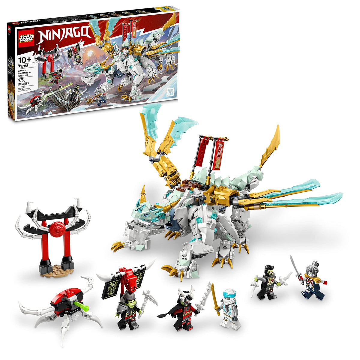 LEGO NINJAGO Zane's Ice Dragon dragon form detail, ideal for imaginative battles