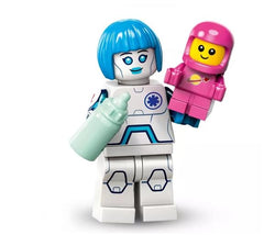 LEGO Nurse Android 71046 minifigure in bagged packaging, ideal for display and collection
