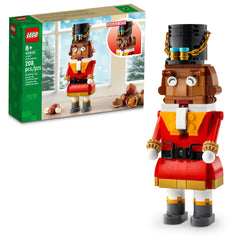 LEGO Nutcracker figure front view with red coat and top hat for festive display