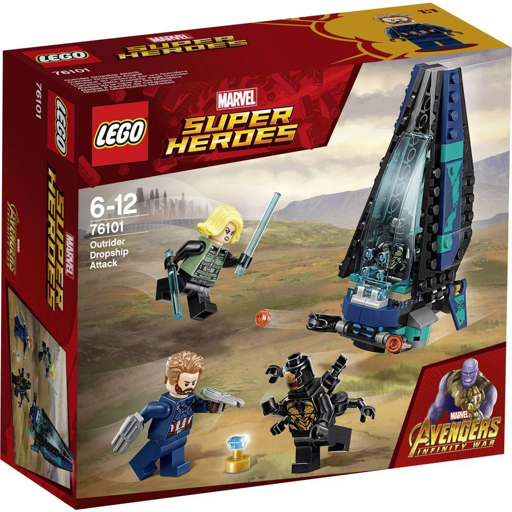 LEGO Outrider Dropship Attack front view for dynamic action and display.