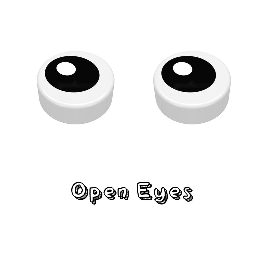 LEGO parts: fifty white eye tiles with partially closed eyes for subtle moods.