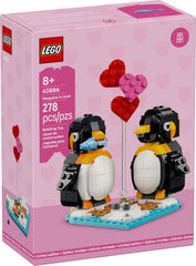 LEGO Penguins in Love: two penguins on a heart base for romantic home decor