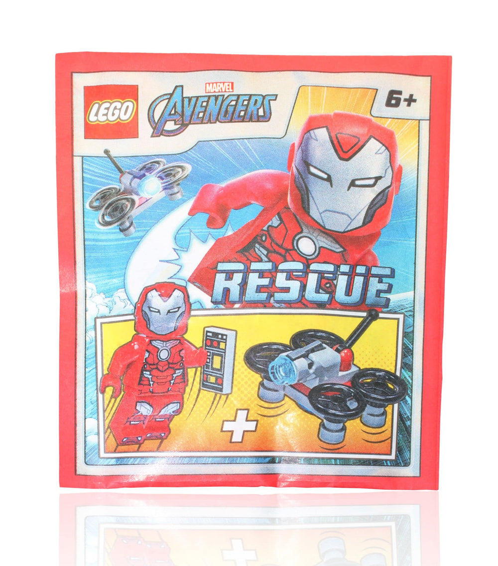 LEGO Pepper Potts Iron Rescue minifigure in red armor ready for action