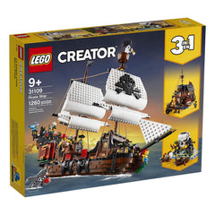 LEGO Pirate Ship cabin opens to reveal the captain's quarters.