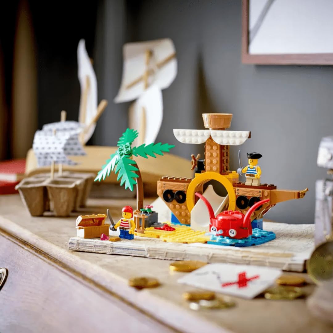 LEGO Pirate Ship Playground includes two kid minifigures for role play