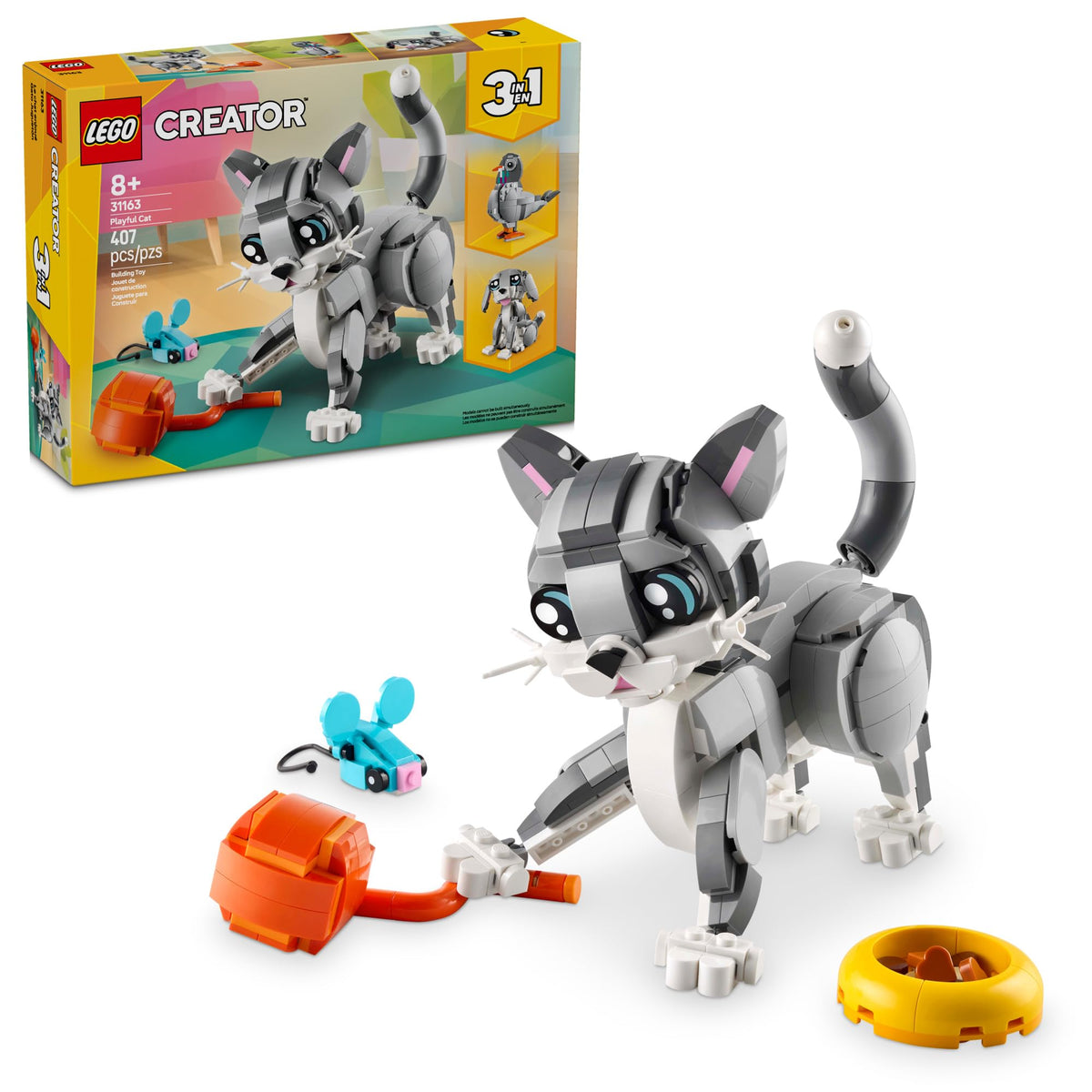 LEGO Playful Cat Toy cat figure ready for imaginative play and storytelling.