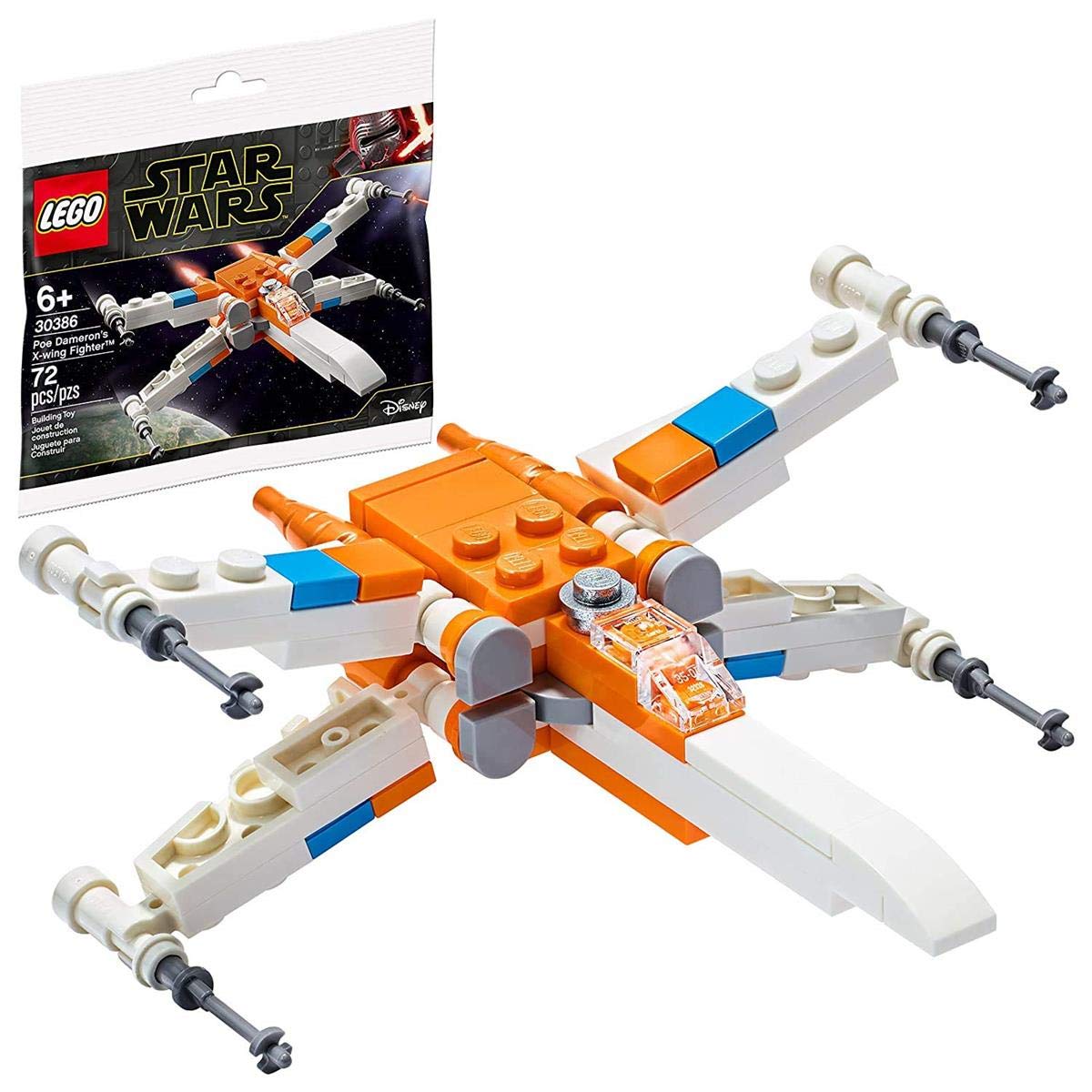 LEGO Poe Dameron's X-Wing Starfighter polybag for display and collection.