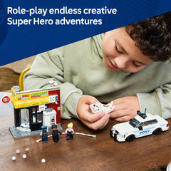 LEGO police car opens to seat two minifigures.