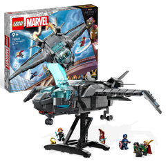LEGO Quinjet open cockpit showing accessible space for minifigures and role-play.