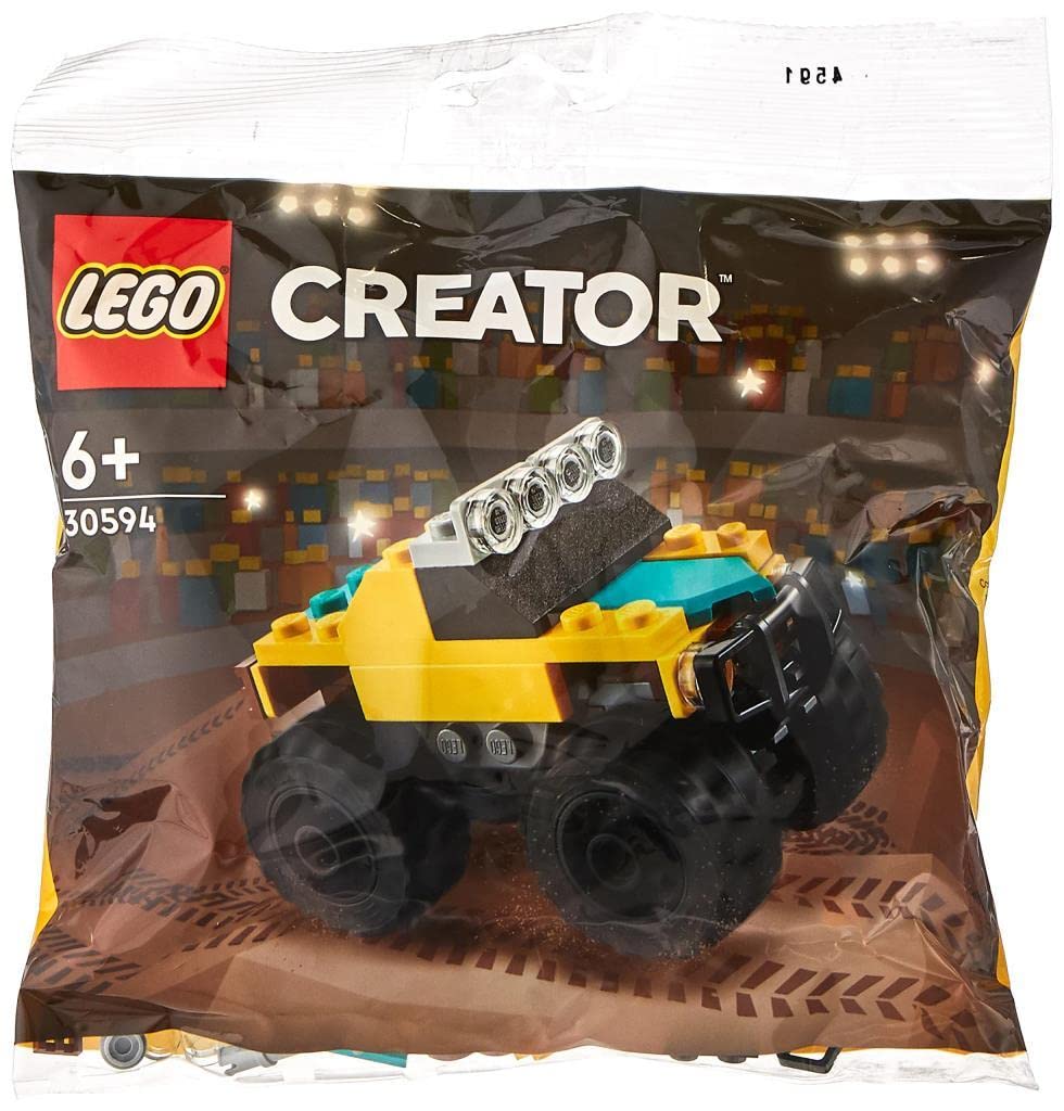 LEGO Rock Monster Truck 30594 front view, rugged profile for play and display.