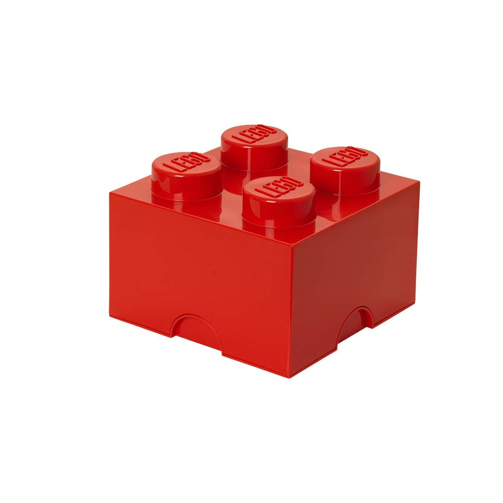 LEGO Room Copenhagen Brick Box 4 in Bright Red, side view highlighting sturdy storage.
