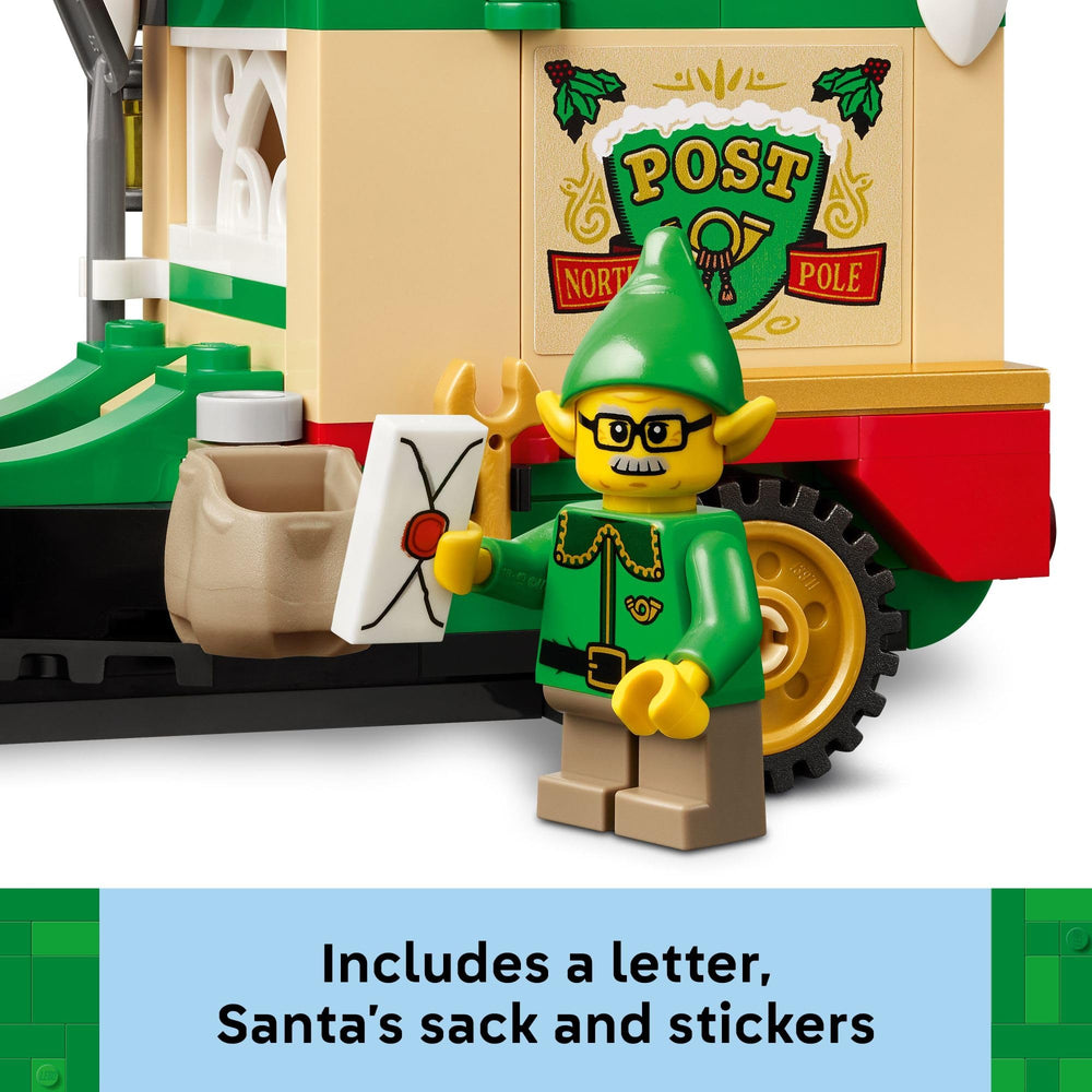 LEGO Santa’s Delivery Truck includes a letter, Santa's sack, and sticker sheet for personalization