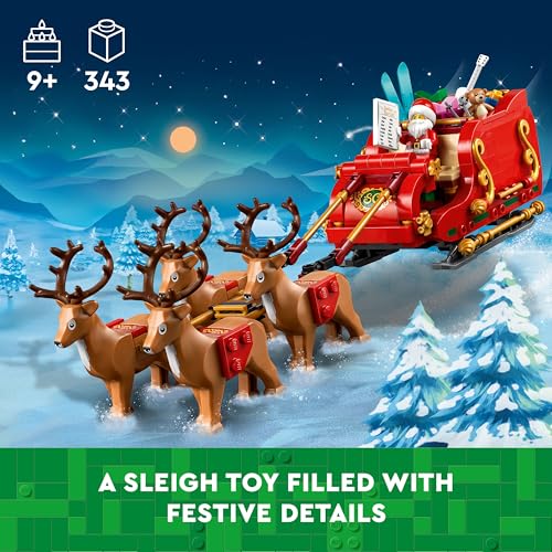 LEGO Santa's Sleigh reindeer group sparks imaginative North Pole adventures.