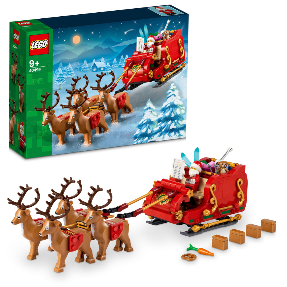 LEGO Santa's Sleigh 40499 with Santa minifigure for festive storytelling and display.