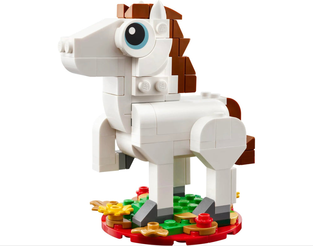 LEGO 40779 Year of the Horse model on display, festive home decor.