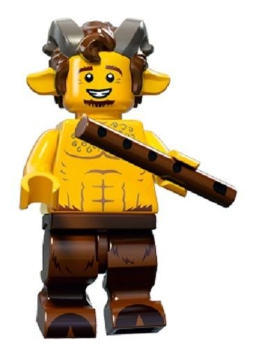 LEGO Series 15 Faun minifig with baseplate and accessories for display and play
