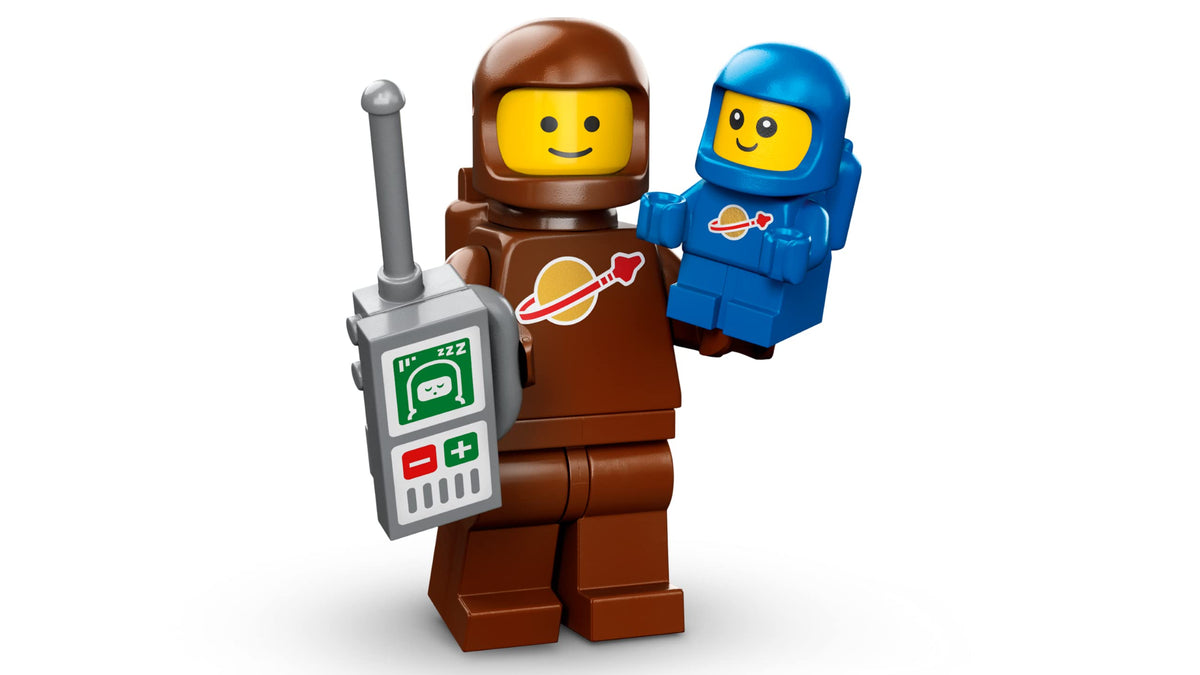 LEGO Series 24 Brown Astronaut figure with black stand for display and storytelling