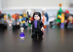 LEGO Severus Snape minifigure loose pieces ready to assemble and display.