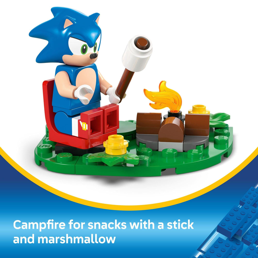LEGO Sonic campfire scene with marshmallows sparks cozy, imaginative moments.