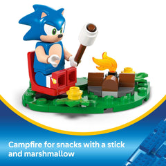 LEGO Sonic campfire scene with marshmallows sparks cozy, imaginative moments.