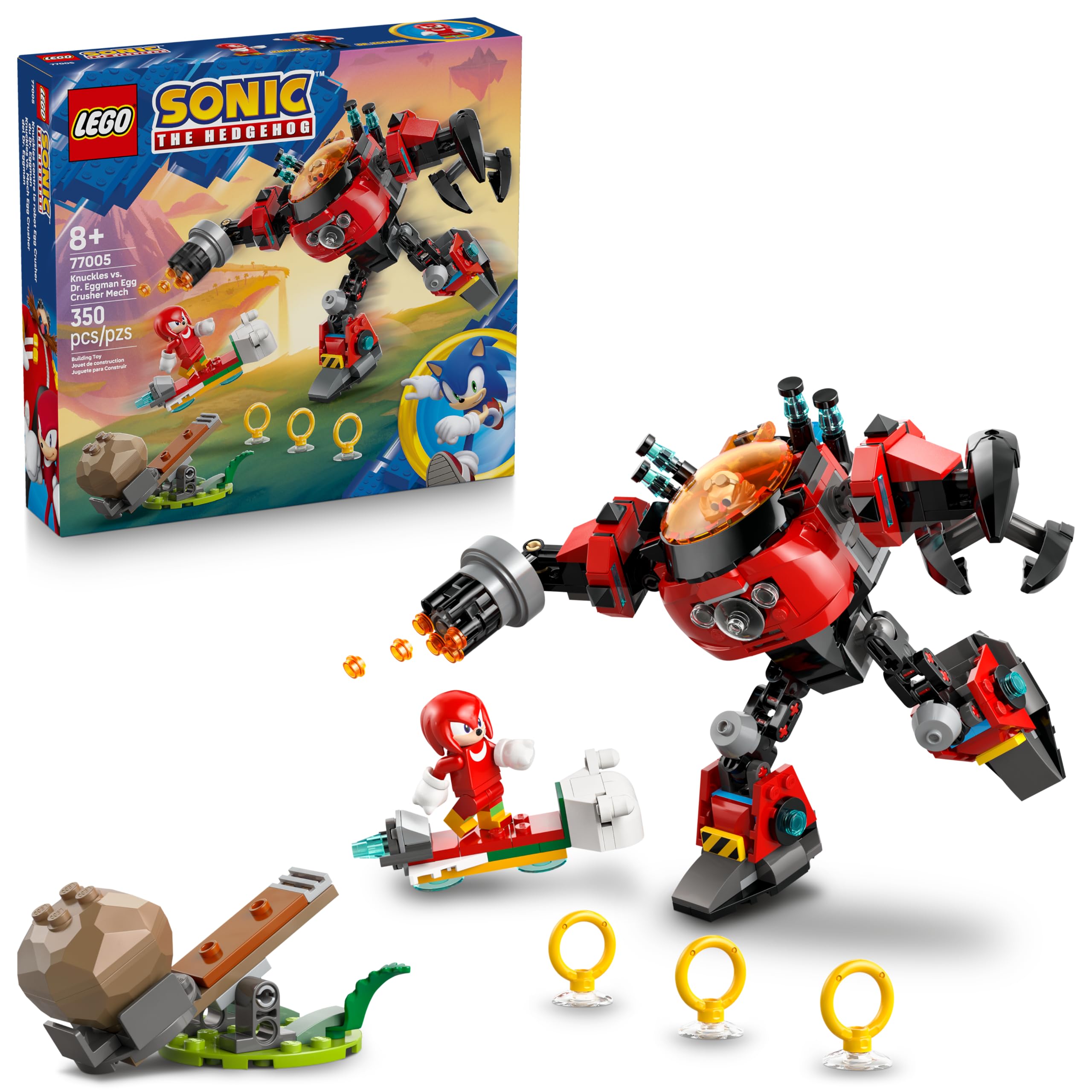LEGO Sonic Knuckles eggcrusher mech pose for action-packed pretend battles