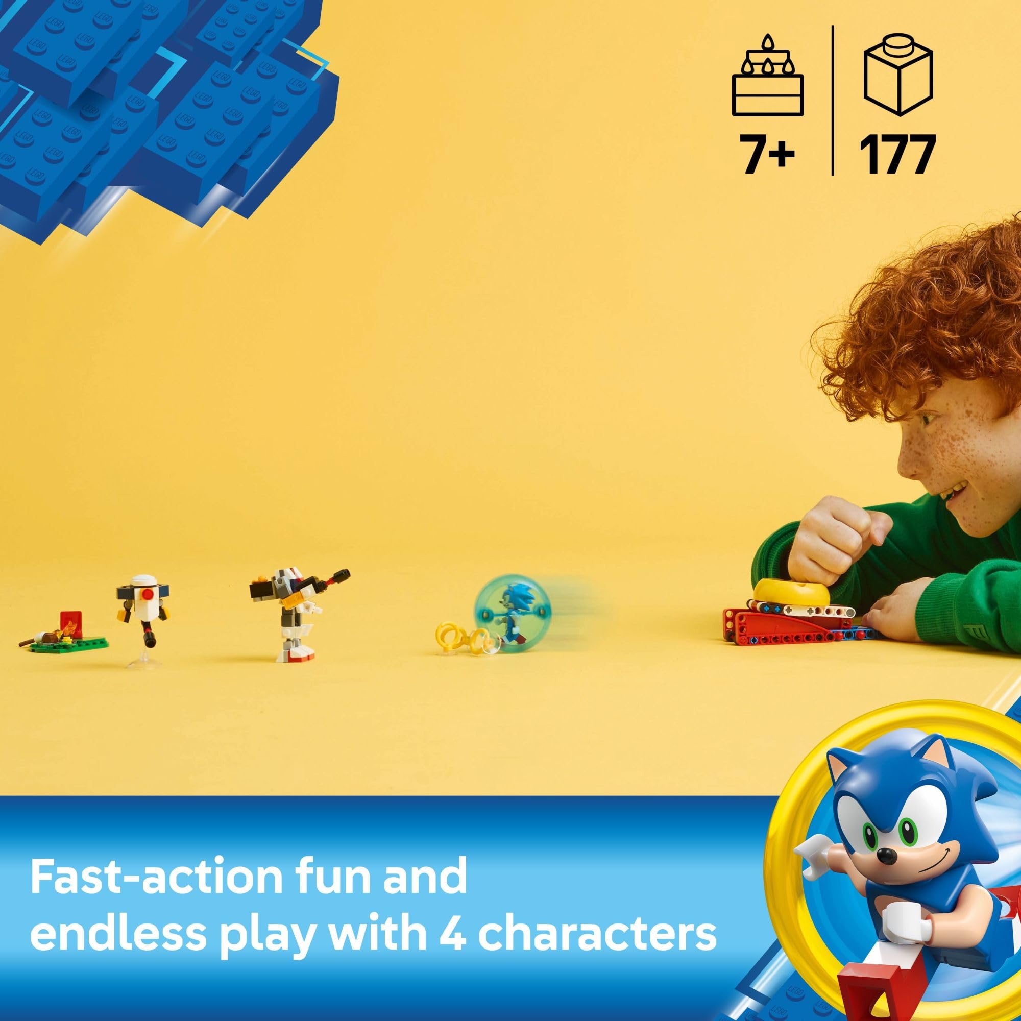 LEGO Sonic speed sphere launcher action showcases fast, dynamic play opportunities.