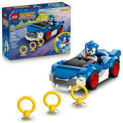 LEGO Sonic Speedster Lightning car blue and white for action-packed play.