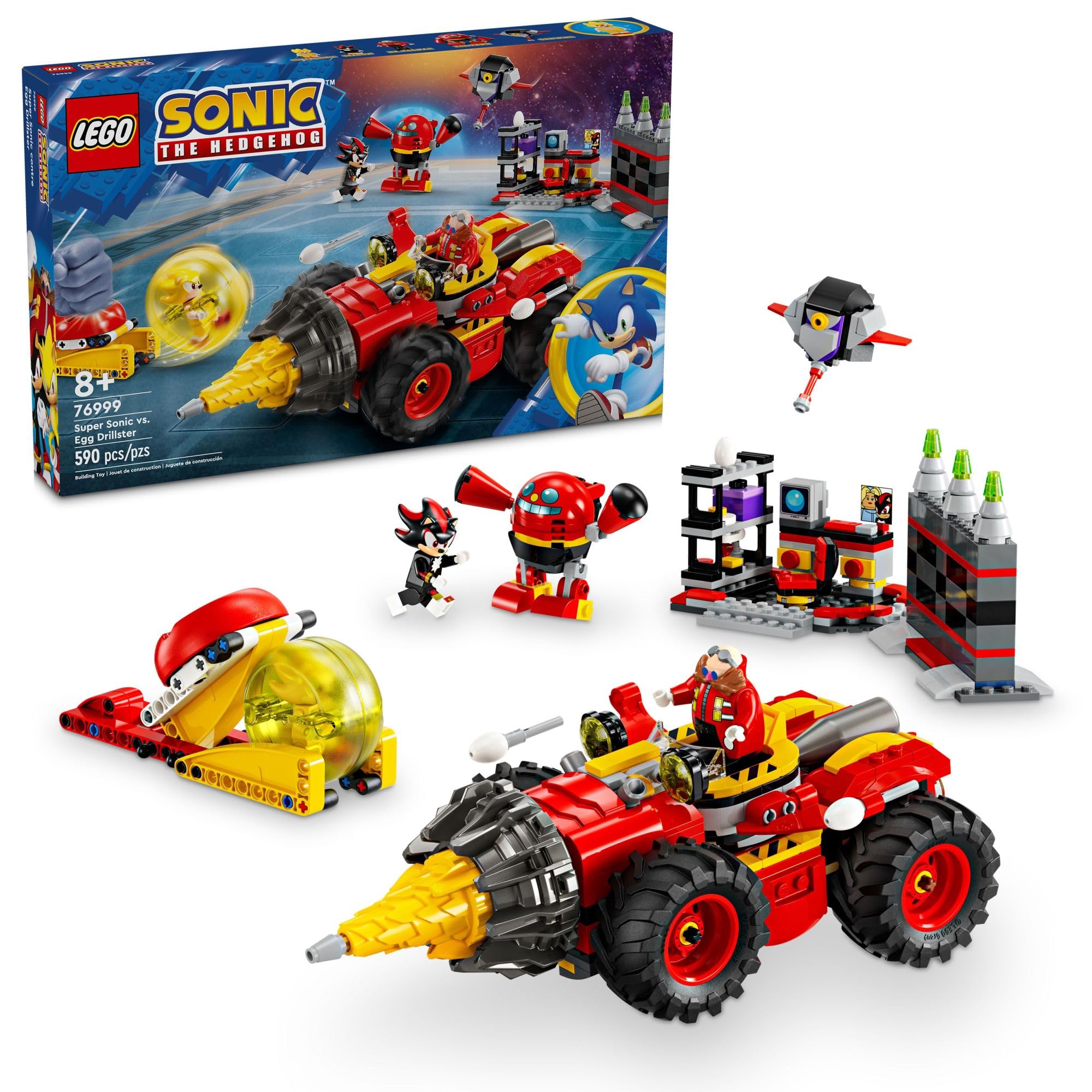 LEGO Sonic Super Sonic vs Egg Drillster set in action for imaginative play.