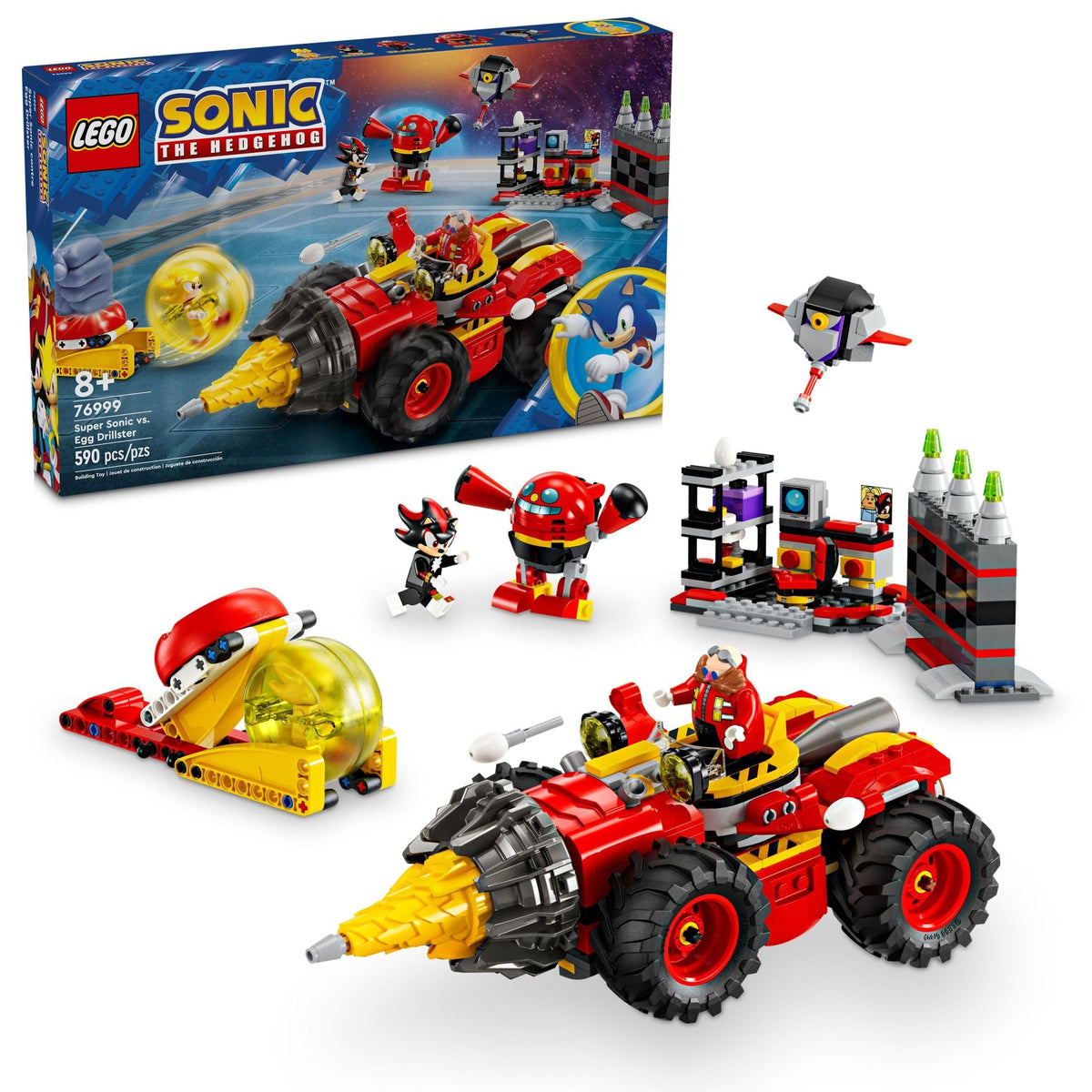 LEGO Sonic Super Sonic vs Egg Drillster set in action for imaginative play.