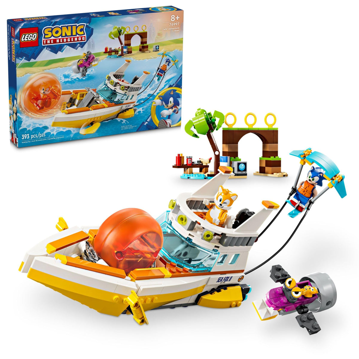 LEGO Sonic Tail Adventure Boat image highlights a buildable boat for creative play and storytelling.