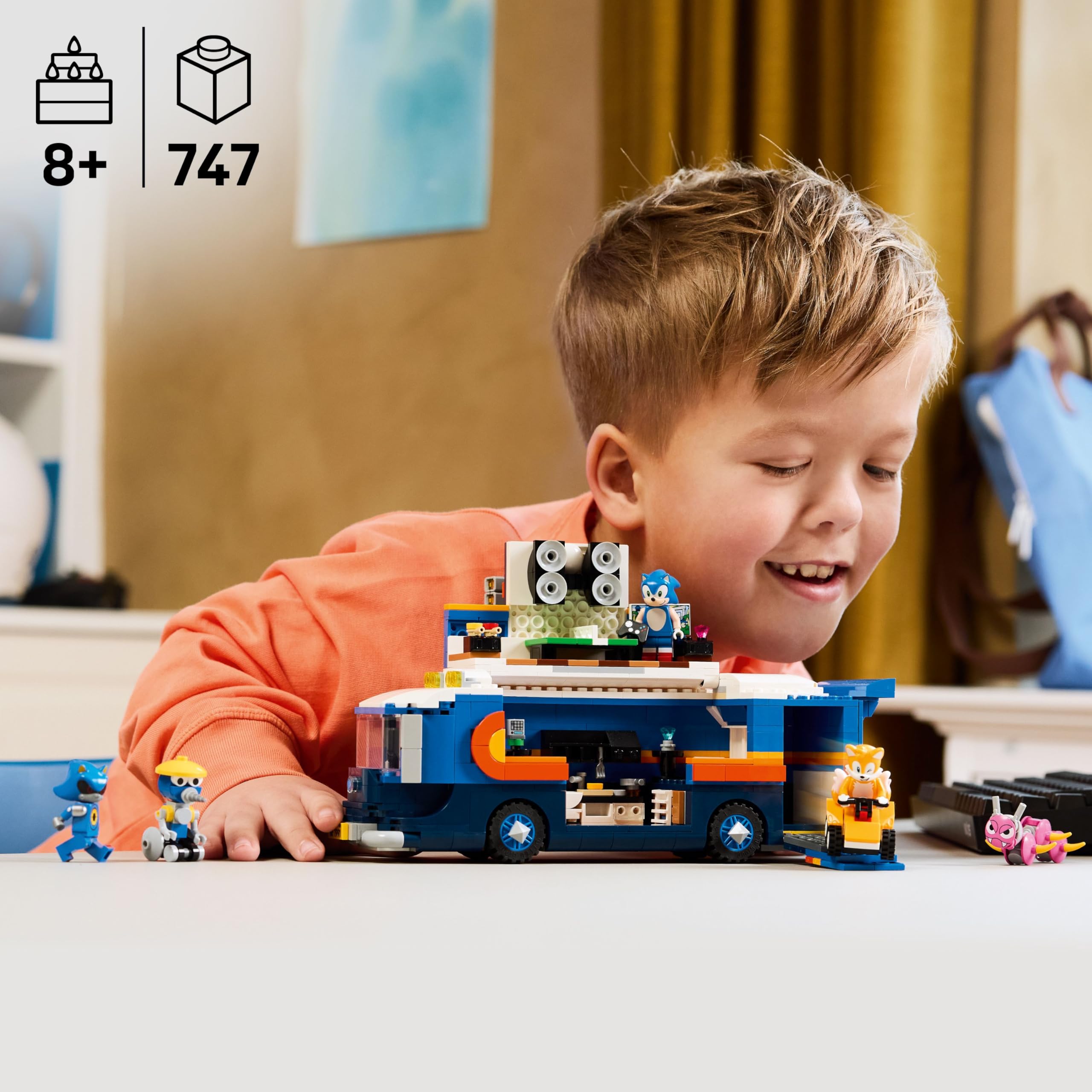 LEGO Sonic Team Command Truck living-area access via opening sides for immersive role play.