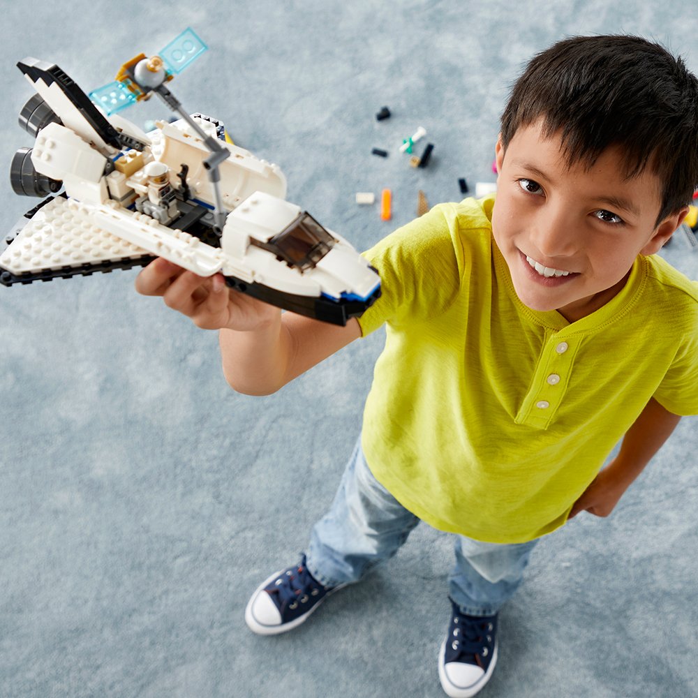 LEGO Space Shuttle Explorer 31066 satellite with fold-out wings adds dramatic interstellar flair