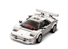LEGO Speed Champions Lamborghini Countach cockpit detail, enhances hands-on building and play