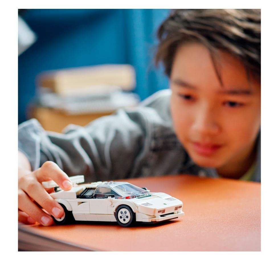 LEGO Speed Champions Lamborghini Countach display-ready, perfect centerpiece for any desk