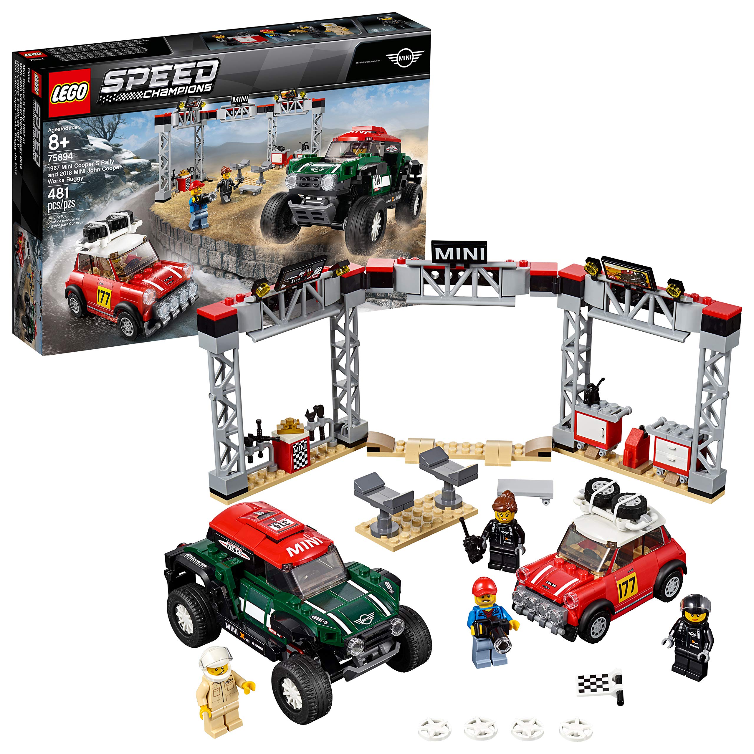 LEGO Speed Champions 1967 Mini Cooper S Rally roof rack detail for authentic retro rally play