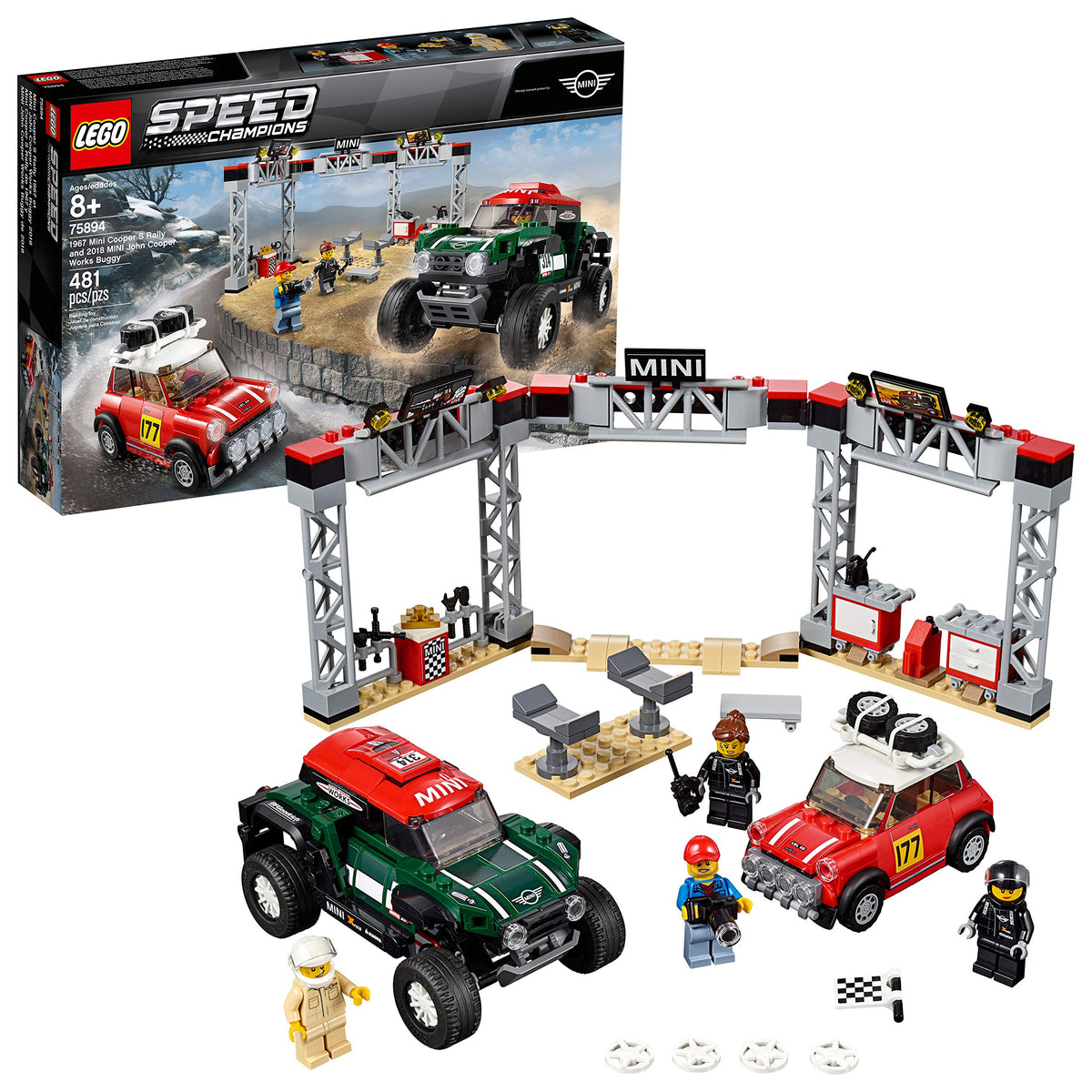 LEGO Speed Champions 1967 Mini Cooper S Rally roof rack detail for authentic retro rally play