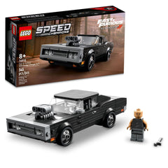 LEGO Speed Champions 1970 Dodge Charger R/T front view for display-ready realism.